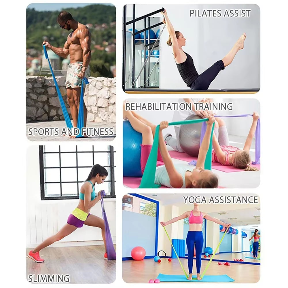 Length 200Cm Yoga Pilates Stretch Resistance Band for Gym Fitness Exercise Band Training Elastic Rubber Rubber