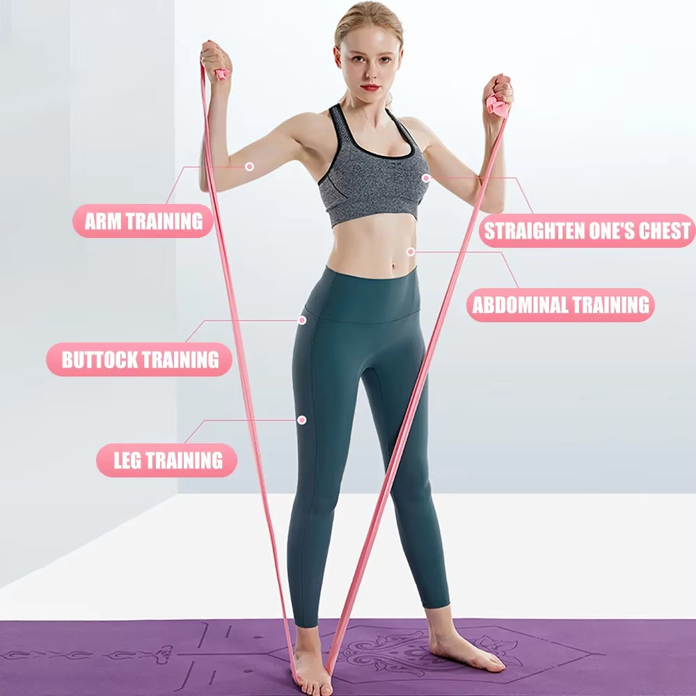 Length 200Cm Yoga Pilates Stretch Resistance Band for Gym Fitness Exercise Band Training Elastic Rubber Rubber